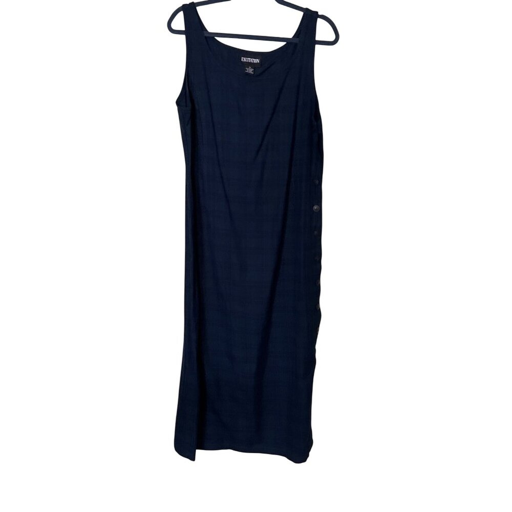 Excitation Blue Plaid Sleeveless‎ Maxi Dress XL MODEST